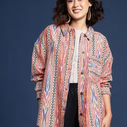 Taavi Women Ikat Longline Tailored Jacket-picture-31
