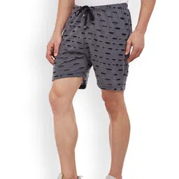 mack jonney VIMAL JONNEY Men Grey Self Design Regular Fit Regular Shorts image 3