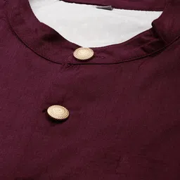 Anouk Men Peach-Coloured & Burgundy Striped Kurta with Trousers & Nehru Jacket image 2