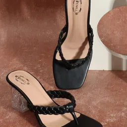 Denill Textured Open Toe Block Heels image 4