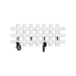 Aapno Rajasthan White MDF Wall Shelf with Keyholders image 2