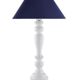 Homesake White & Navy Blue Solid Eureka Polka Handcrafted Table Lamp with Shade image 5