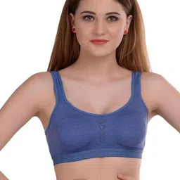 Samvar Blue Cotton Non-Wired Non Padded Minimizer Bra-picture-8