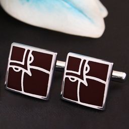 KOVOVE Brown & Silver-Toned Cufflink-image-47