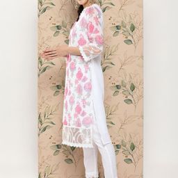 Sangria Floral Printed Regular Thread Work Kurta with Trousers & With Dupatta image 3