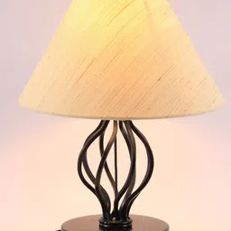 Devansh Cream-Coloured Solid Traditional Table Lamp image 2