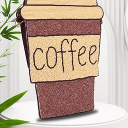 MARKQUES Coffee Handcrafted Beaded Embellished Sling Bag-image-5