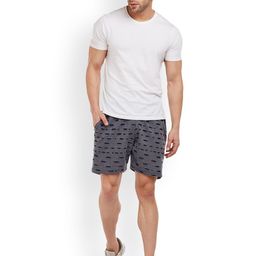 mack jonney VIMAL JONNEY Men Grey Self Design Regular Fit Regular Shorts image 5