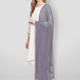 Dupatta Bazaar Grey Solid Dupatta image 4