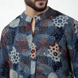 Inkriti Men Floral Printed Block Print Kurta image 3