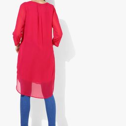 Antheaa Fuchsia Pink Self Design Tunic image 3