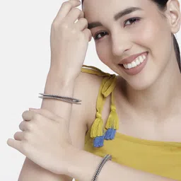 LAIDA Set of 4 Silver-Plated Oxidised Bangles-7