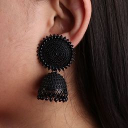 Keviv Gold-Plated Kundan Studded Dome Shaped Jhumkas-image-71