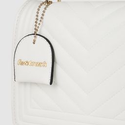 Fastrack White Solid PU Regular Structured Handheld Bag with Quilted Detail image 5