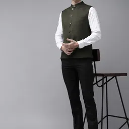 Van Heusen Men Woven Design Reversible Nehru Jacket image 4