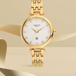 Carlton London Women Gold-Toned & White Analogue Watch-image-89