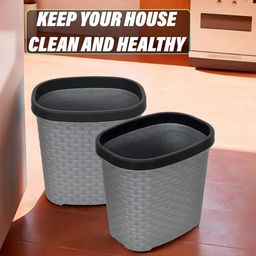 Kuber Industries Grey 2 Pieces Textured Open Dustbins 7 L image 2