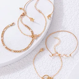 Jewels Galaxy Women 5 Gold-Toned Gold-Plated Link Bracelet image 5