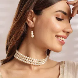 Rubans Gold-Plated Beaded Triple Layer Jewellery Set-11