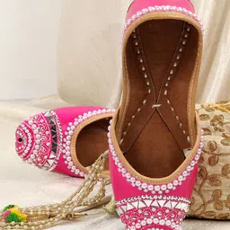 PehnawaCraft Embellished Leather Square Toe Mojaris-32