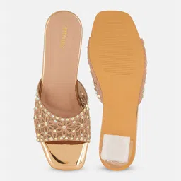 Anouk Embellished PU Party Block Sandals with Laser Cuts image 3