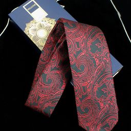 PELUCHE Men Red & Black Woven Design Broad Tie-picture-6