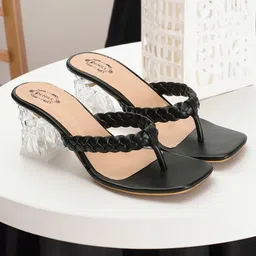 Denill Textured Open Toe Block Heels image 5