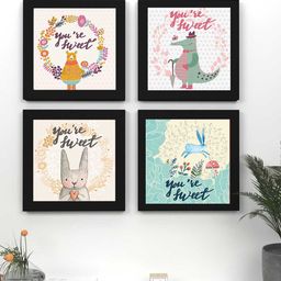 Art Street Set Of 4 White & Pink Animal Framed Wall Art-23