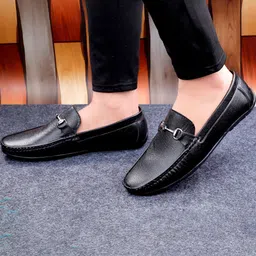 HERE&NOW Men Solid Slip-on Buckel Party Wear Formal Loafers-image-51