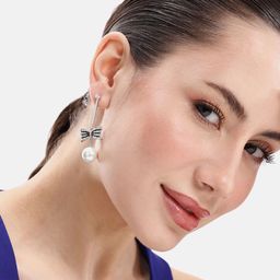 DressBerry Bow Shaped Beads & Stones Studded Drop Earrings-image-66