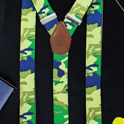 PELUCHE Men Green & Blue Camouflage Printed Suspenders-image-32