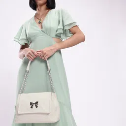DressBerry Structured Shoulder Bag with Bow Detail-31