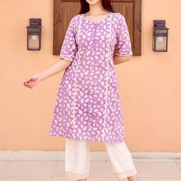 Libas Round Neck Gotta Patti Floral Printed A Line Kurta-picture-43