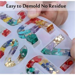 miss royale Silicone Deepen Letter Molds, Backward Resin Casting Big Alphabet Number, Reusable Epoxy Molds for DIY Keychain Pendant Earring Chololate Cake (Alphabet Mold with Hole) image 3