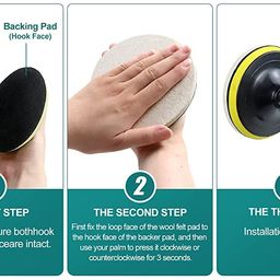 RABBIT® Felt Polishing Pad, 5" (125mm) Hook and Loop Compressed Woolen Wheel Buffing Pads for Automobile, Glass, Ceramic, Plastic-Fiber, Metal, Wax Polish, (Pack of 3). BACKING PAD NOT INCLUDED. image 4