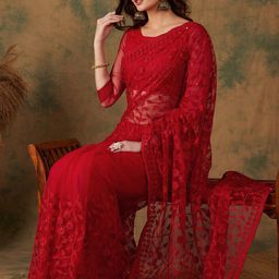 Sangria Embroidered Net Sarees image 3