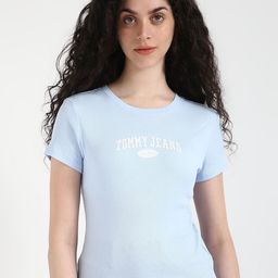 Tommy Hilfiger Women Typography Pockets Slim Fit T-shirt-image-73