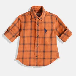 U.S. Polo Assn. Kids Boys Tartan Checked Pure Cotton Casual Shirt-image-53