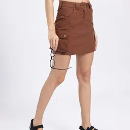 glitchez Utility Edge Cargo-Pocketed Straight Mini Skirt-image-43
