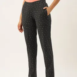 Clt.s Women Charcoal Printed Cotton Lounge Pants-image-99