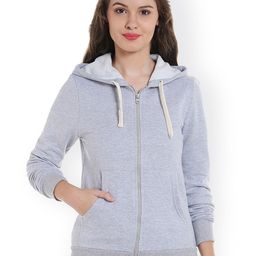 Campus Sutra Women Grey Solid Hooded Sweatshirt-image-25