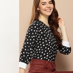 encore by INVICTUS Floral Printed Cuffed Sleeves Top-image-30