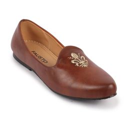 FAUSTO Men Tan Brown Mojaris-19