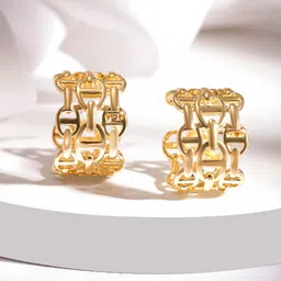 Rubans 18K Gold-Plated Geometric Pattern Hoop Earrings-33