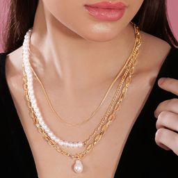 Rubans Voguish Brass Gold-Plated Layered Necklace-40