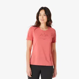 quechua Women’s Short-Sleeved Hiking T-Shirt - MH500 - Red-picture-34
