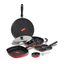 Sumeet Elegant Design Red Aluminium Cookware Set-image-80