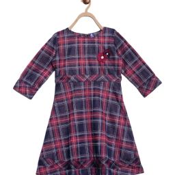 Blue Giraffe Kids Red & Navy Plaid Pattern Dress-image-14