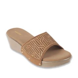 Mochi Women Antique Gold Slides-49