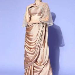 Tikhi Imli Dusty Pink Plain Saree With Unstitched Blouse-image-61
